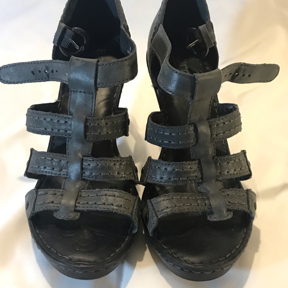 Grey leather sandals